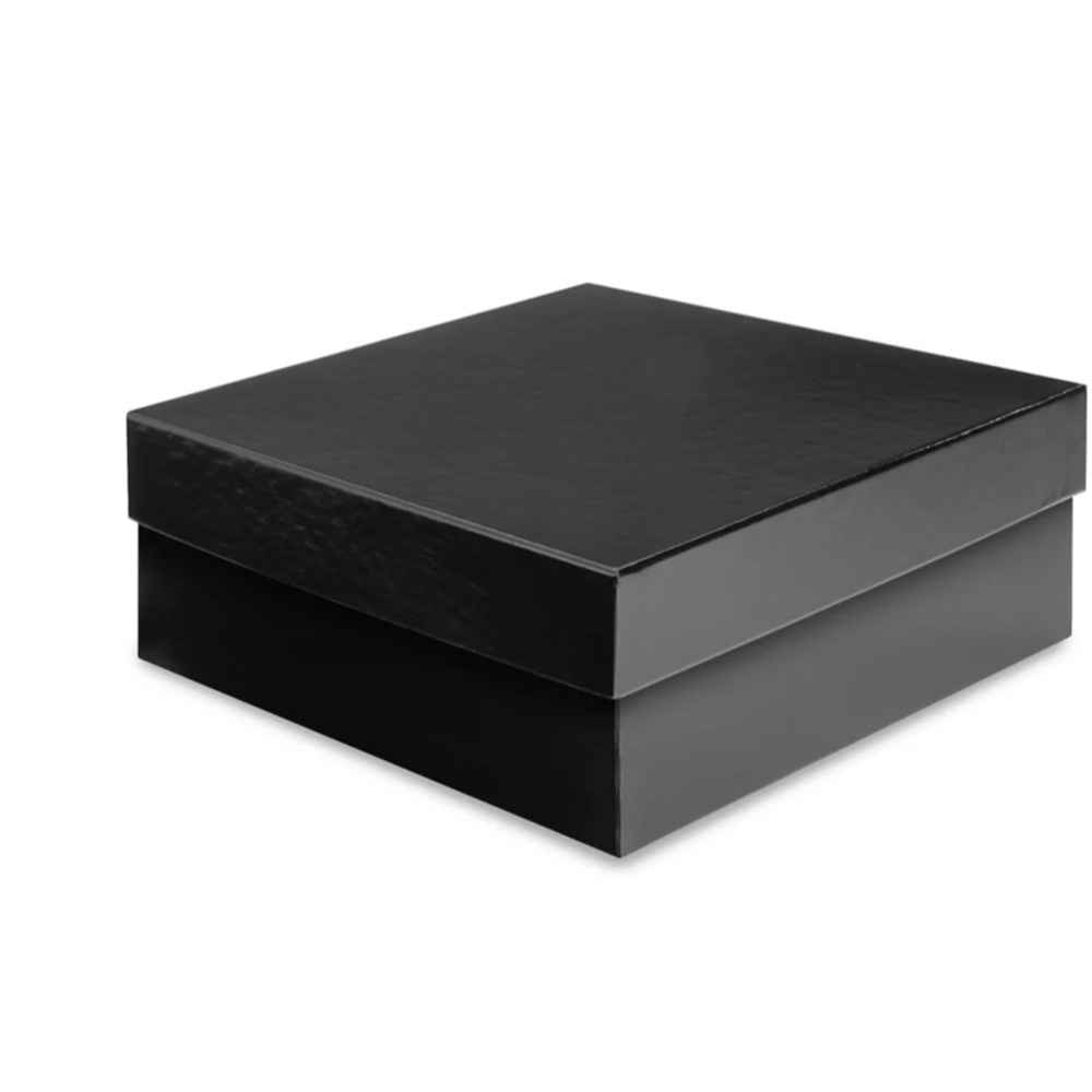 Pack of 10 - Deluxe Gift Boxes, 8 x 8 x 3", Black - Rigid & Glossy